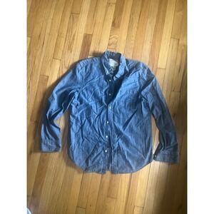 St Johns Bay Mens Medium Blue Chambray Button Down Shirt 100% Cotton Long Sleeve